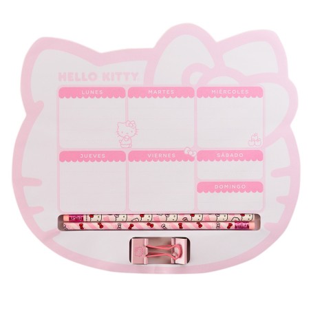 PLANEADOR SEMANAL HELLO KITTY MOOVING 2 LAPICES ,2PRENSA DE LOTERIA25MM