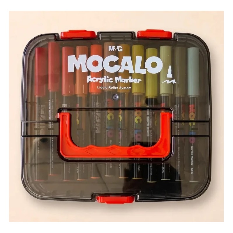 MARCADOR ACRILICO M&G PINCEL LIQUDO MOCALO 24 COLORES X SET APMT80K9 CJA CUADRADA