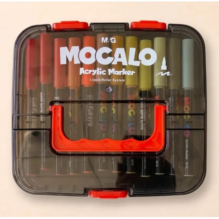 MARCADOR ACRILICO M&G PINCEL LIQUDO MOCALO 24 COLORES X SET APMT80K9 CJA CUADRADA