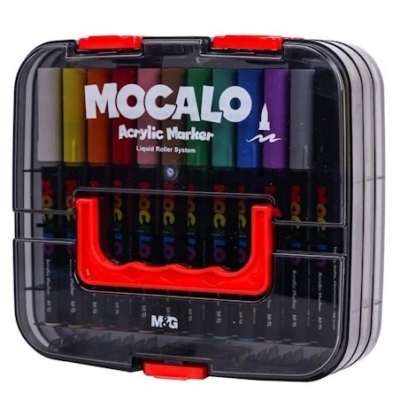 MARCADOR ACRILICO M&G PINCEL LIQUDO MOCALO 36 COLORES X SET APMT80K0 CJA CUADRADA