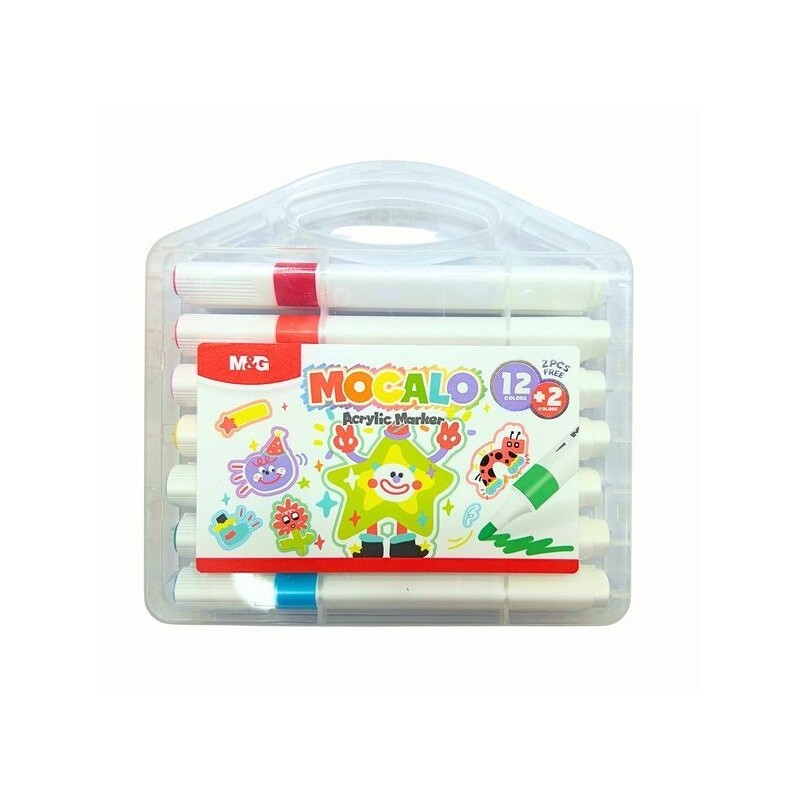 MARCADOR ACRILICO M&G MOCALO KIDS 12+2 PUNT REDONDA APMT80K4